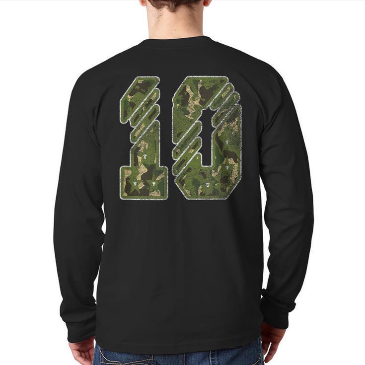 10Th Birthday Soldier 10 Year Old Military Themed Camo Back Print Long Sleeve T-shirt