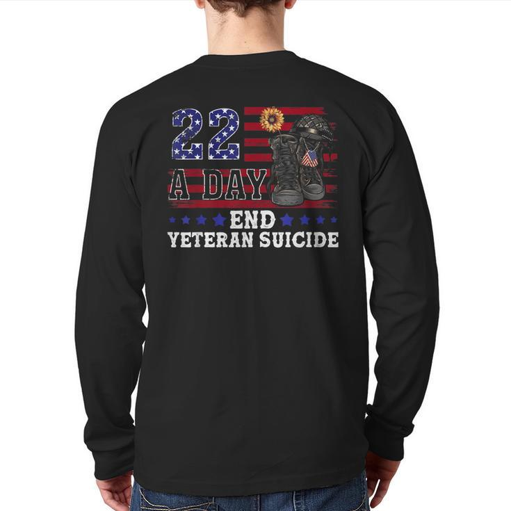22 A Day Take Their Lives End Veteran Suicide Supporter Back Print Long Sleeve T-shirt