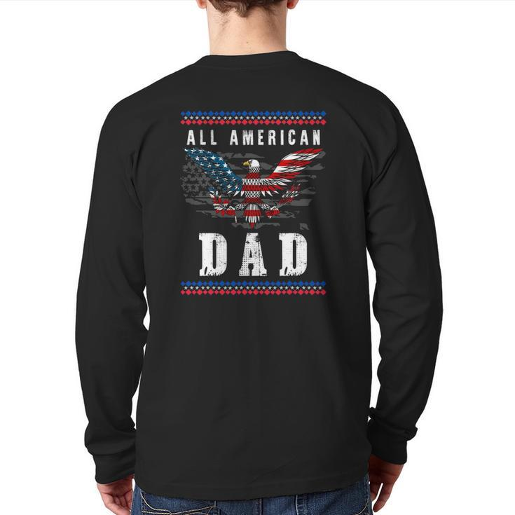 4Th Of July American Flag Dad Back Print Long Sleeve T-shirt
