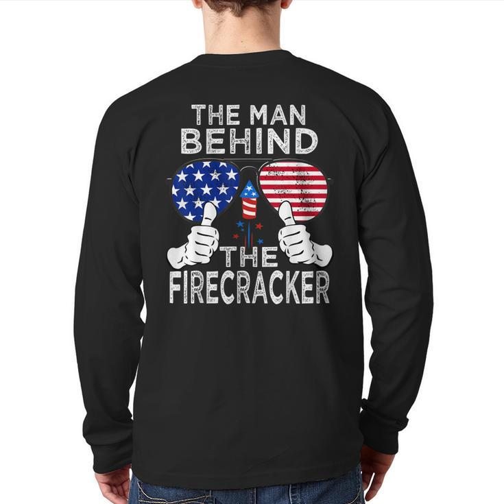 4Th Of July Dad To Be Baby Reveal Man Behind The Firecracker  Back Print Long Sleeve T-shirt