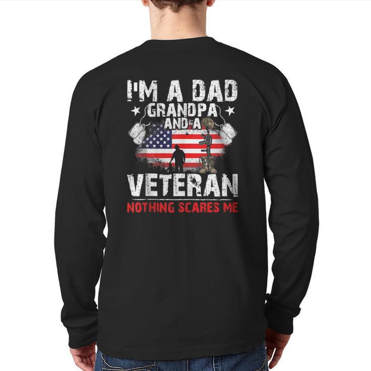 4Th Of July Usa Flag I'm A Dad Grandpa And A Veteran Back Print Long Sleeve T-shirt