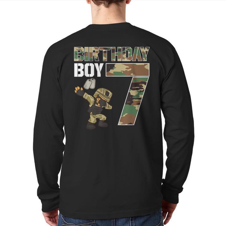 7 Year Old Boy Military Army 7Th Birthday Boy Back Print Long Sleeve T-shirt