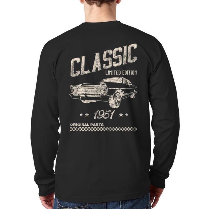 70Th Birthday For 1951 Limited Edition Classic Car Back Print Long Sleeve T-shirt