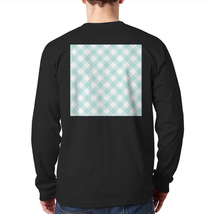 Aesthetic Pastel Teal Plaid Buffalo Print Back Print Long Sleeve T-shirt