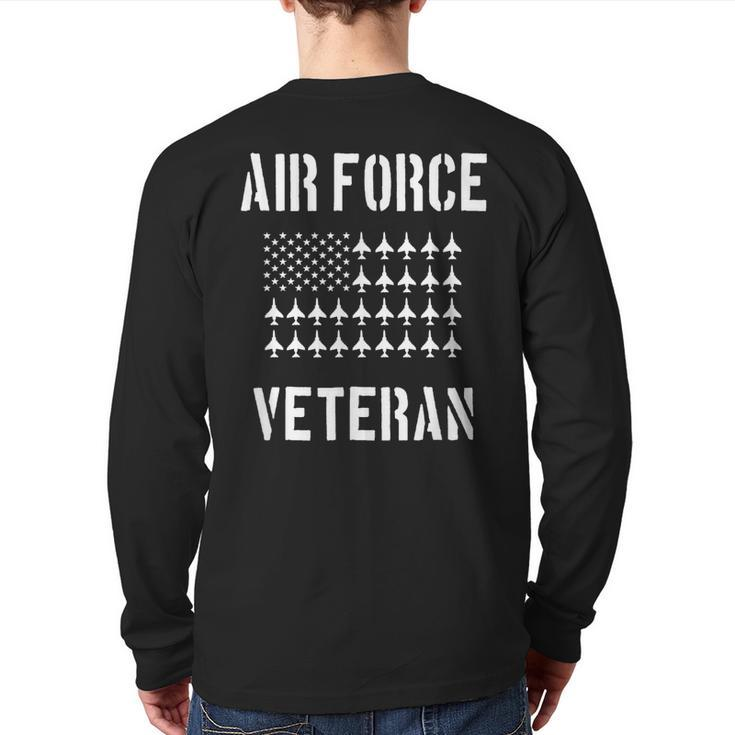 Air Force Veteran American Flag F4 Phantom Ii Back Print Long Sleeve T-shirt