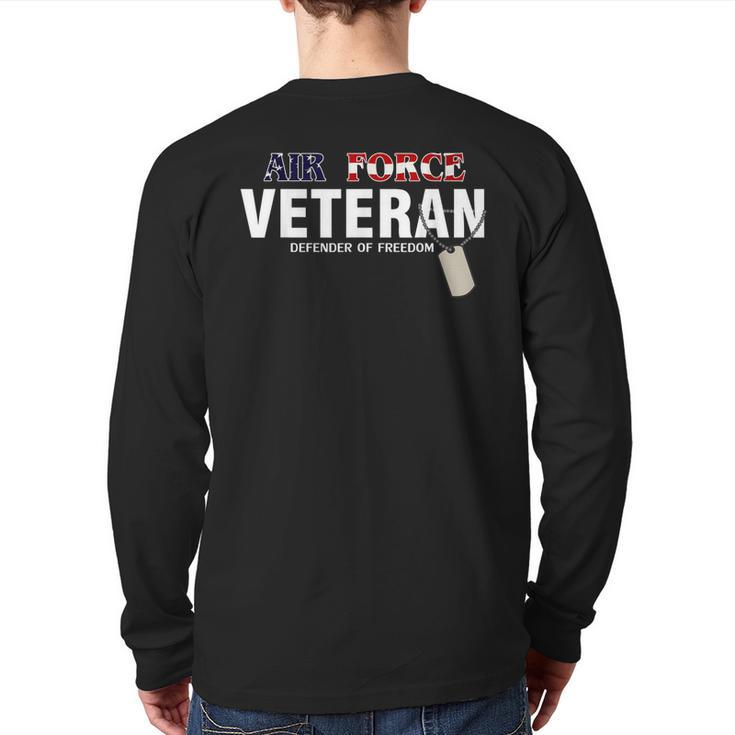 Air Force Veteran Defender Of Freedom Cool Back Print Long Sleeve T-shirt