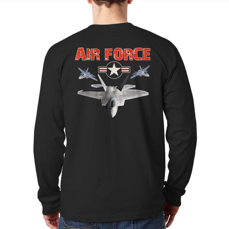 Air Force Vintage Rounde L Air Force Veteran  Back Print Long Sleeve T-shirt