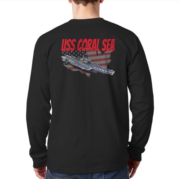 Aircraft Carrier Uss Coral Sea Cva-43 For Grandpa Dad Son Back Print Long Sleeve T-shirt