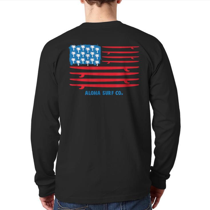 Aloha Surf Hawaii American Flag Back Print Long Sleeve T-shirt