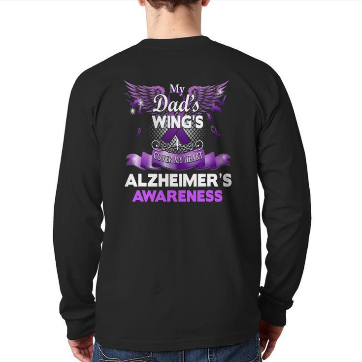 Alzheimer's Awareness Products Dad's Wings Memorial Back Print Long Sleeve T-shirt