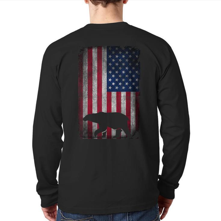 American Bear Hunter Patriotic For Dad Father's Day Back Print Long Sleeve T-shirt