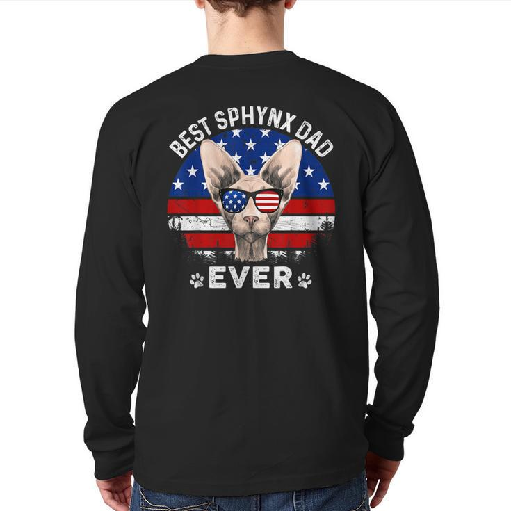 American Flag 4Th Of July Sphynx Dad T Cat Lovers Back Print Long Sleeve T-shirt