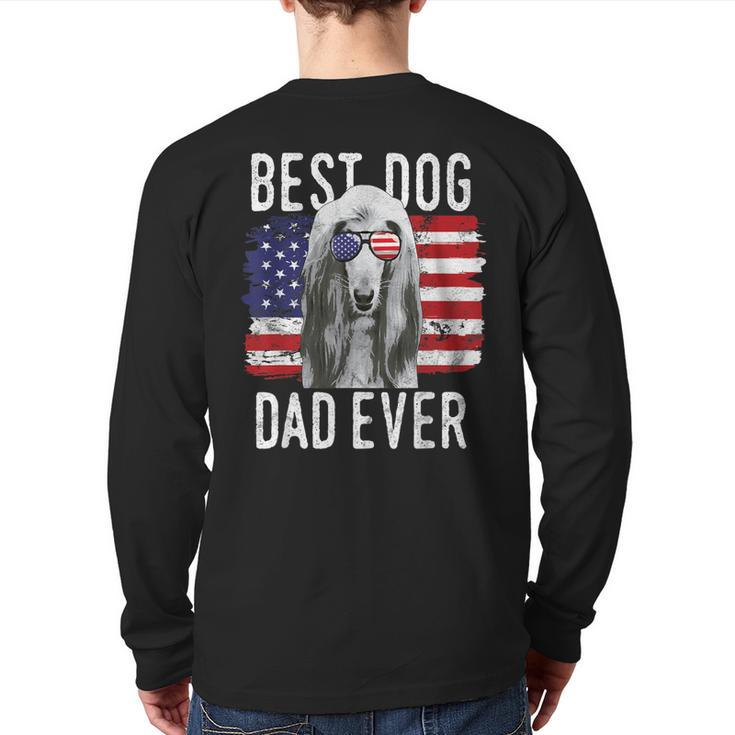 American Flag Best Dog Dad Ever Afghan Hounds Usa Back Print Long Sleeve T-shirt