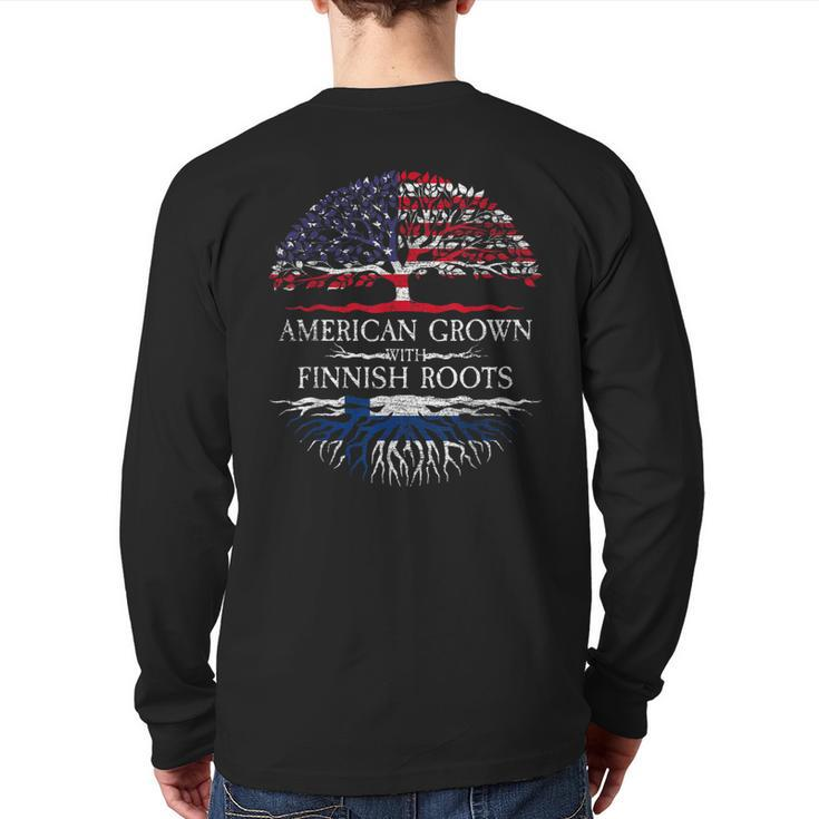 American Grown With Finnish Roots Finland Back Print Long Sleeve T-shirt