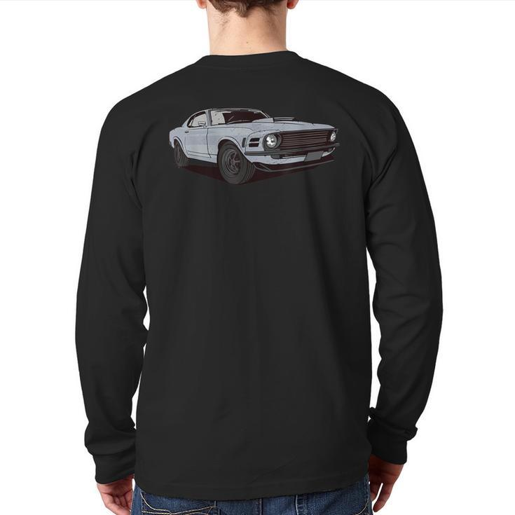 American Muscle Car Stock Vintage Distressed Front End View Back Print Long Sleeve T-shirt