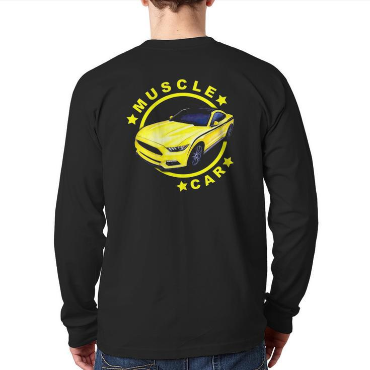 American Muscle Yellow Car Car Lover Back Print Long Sleeve T-shirt