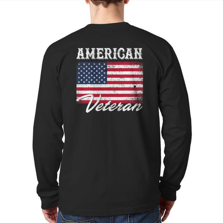 American Veteran Flag For Dad And Grandpa 4Th Of July Back Print Long Sleeve T-shirt
