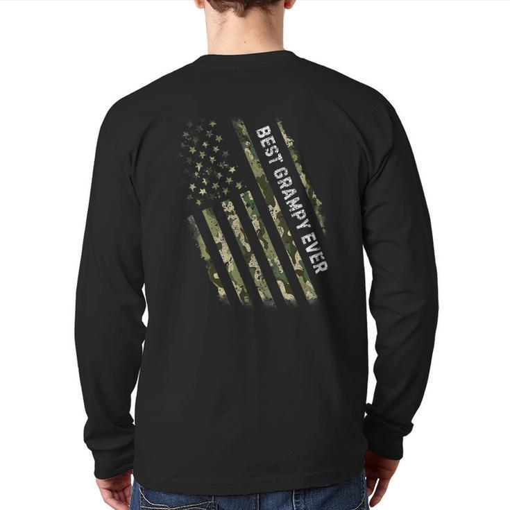 Army Veteran Best Grampy Ever American Camo Flag Back Print Long Sleeve T-shirt