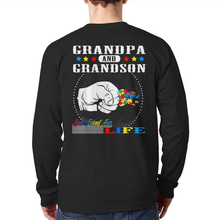 Autism Awareness Grandpa Grandson Best Friend For Life  Back Print Long Sleeve T-shirt