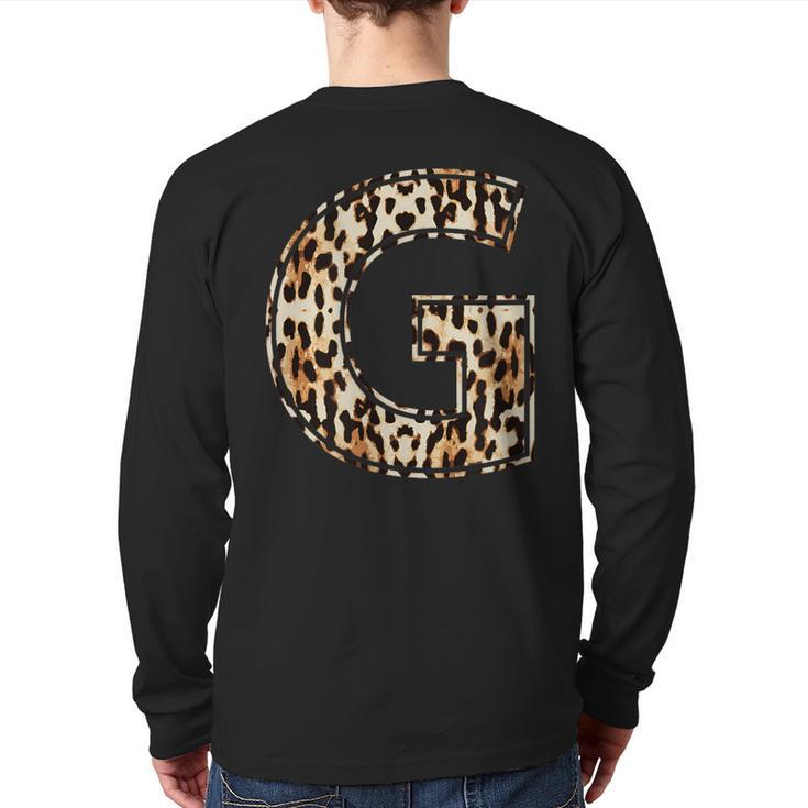 Awesome Letter G Initial Name Leopard Cheetah Print Back Print Long Sleeve T-shirt