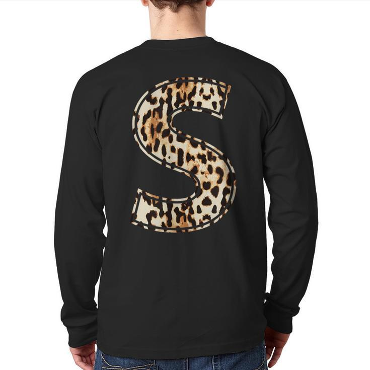 Awesome Letter S Initial Name Leopard Cheetah Print Back Print Long Sleeve T-shirt