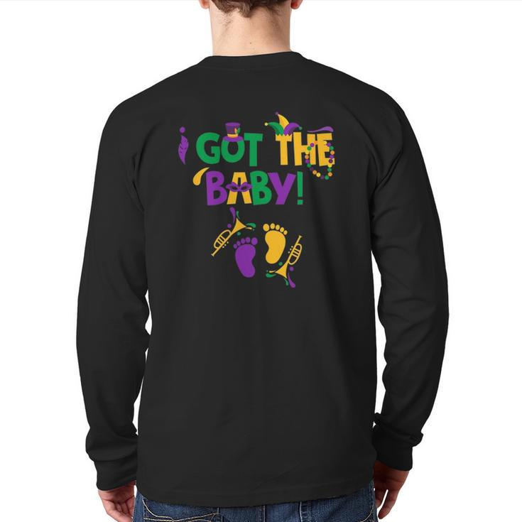 I Got The Baby Mardi Gras Pregnancy Announcement Outfit Back Print Long Sleeve T-shirt