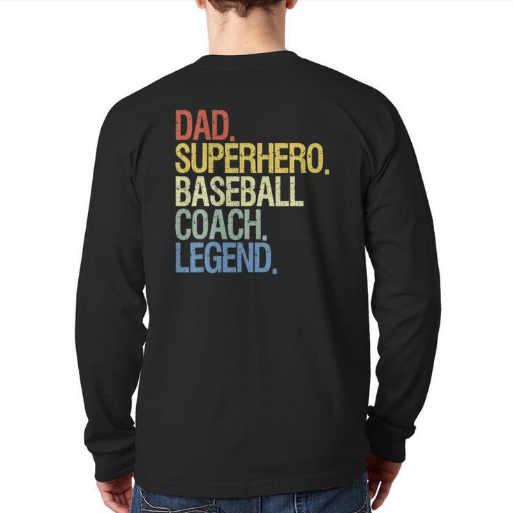 Baseball Coach Dad Superhero Legend Back Print Long Sleeve T-shirt