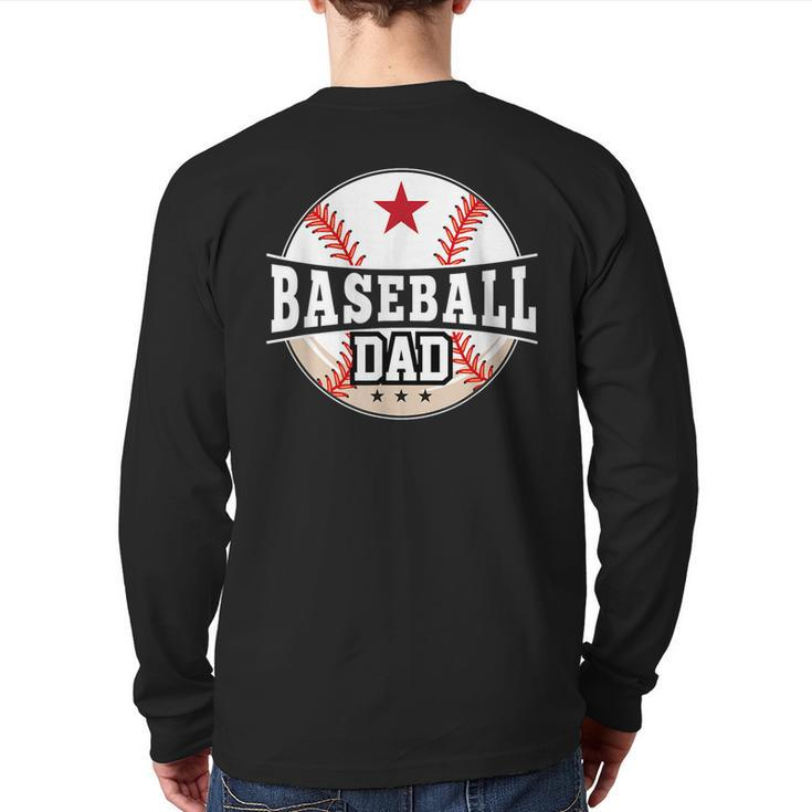 Baseball Dad For Dad Fathers Day Baseball Lovers Back Print Long Sleeve T-shirt