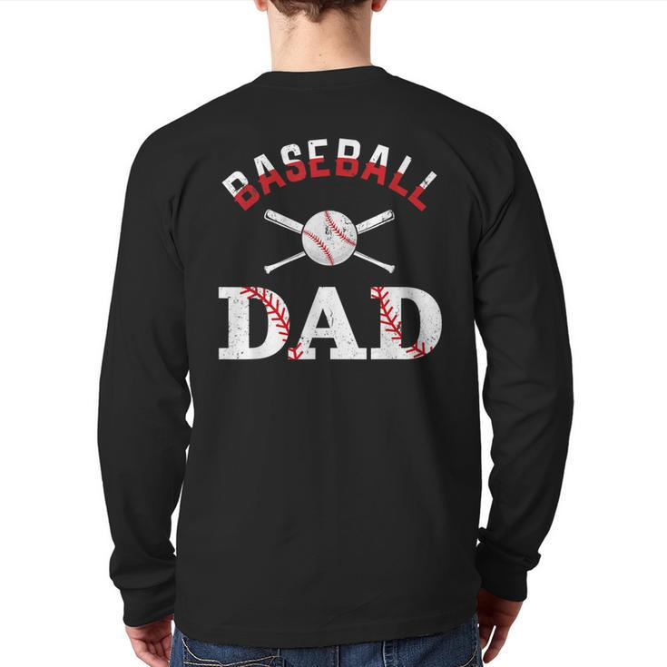 Baseball Dad Happy Fathers Day For Men Boys Kid Back Print Long Sleeve T-shirt