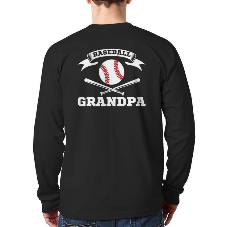 Baseball Grandpa Pitcher Strikeout Baseball Player Back Print Long Sleeve T-shirt