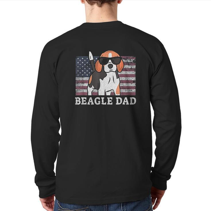 Beagle Dad American Flag Back Print Long Sleeve T-shirt