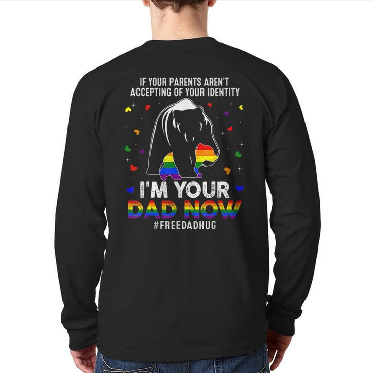 Bear Papa Free Dad Hugs Lgbt Gay Transgender Pride Accepting Back Print Long Sleeve T-shirt