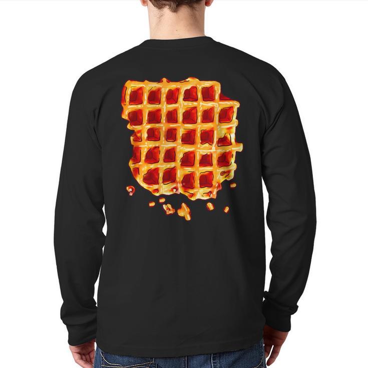 Belgian Waffle Syrup Breakfast Food Snack Waffle Lover Back Print Long Sleeve T-shirt