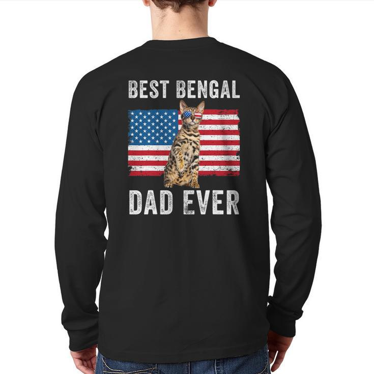 Bengal Dad American Flag Bengal Cat Lover Owner Kitty Kitten Back Print Long Sleeve T-shirt