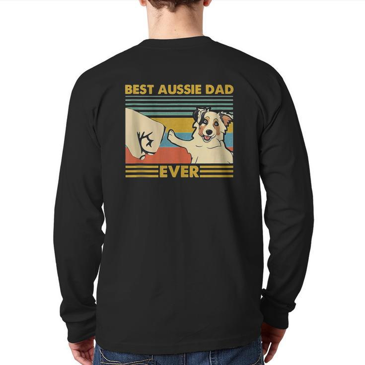 Best Aussie Dad Ever Retro Vintage Sunset Back Print Long Sleeve T-shirt