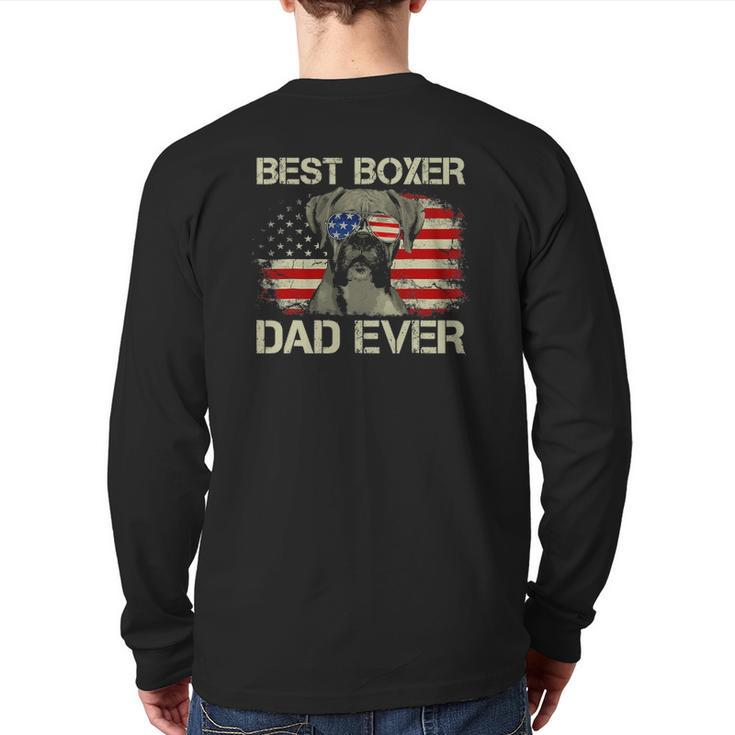 Best Boxer Dad Everdog Lover American Flag Back Print Long Sleeve T-shirt