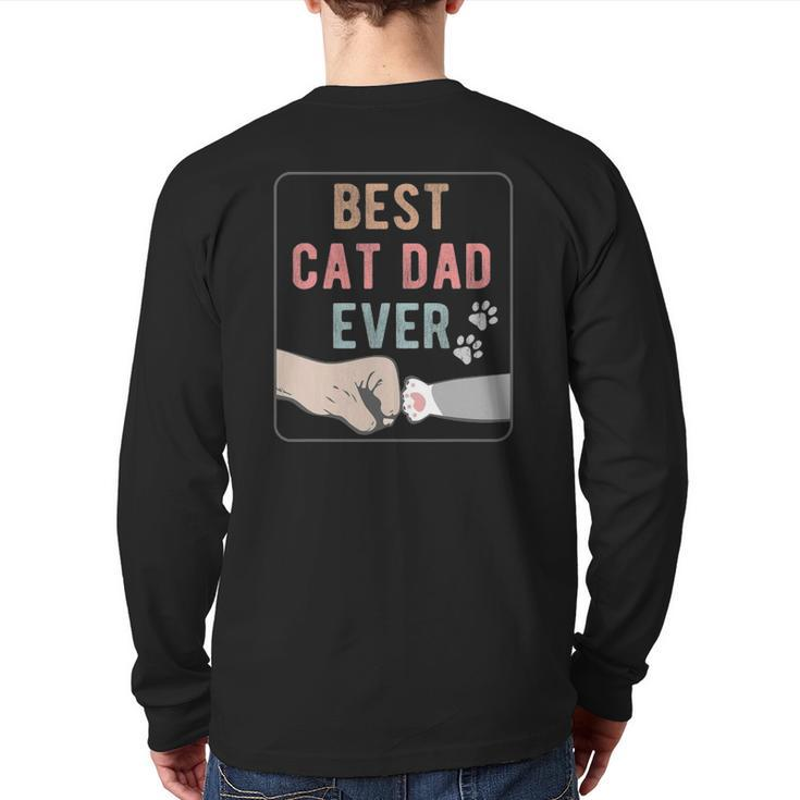 Best Cat Dad Ever Distressed Back Print Long Sleeve T-shirt