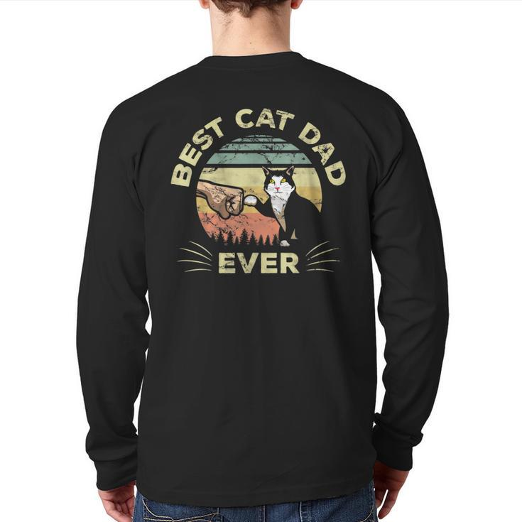 Best Cat Dad Ever Kitten Fist Bump Cute Pet Owner Father Back Print Long Sleeve T-shirt