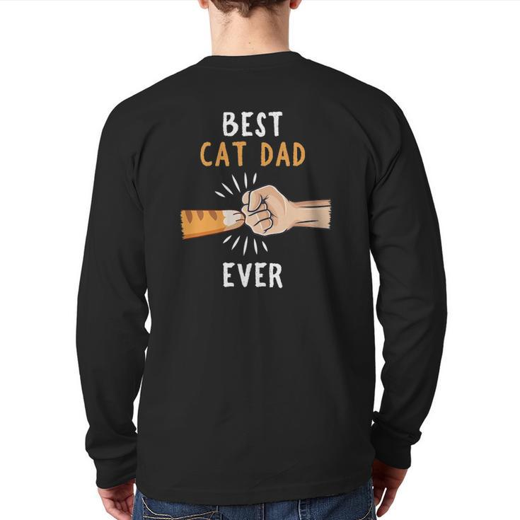 Best Cat Dad Ever Paw Fist Bump Back Print Long Sleeve T-shirt