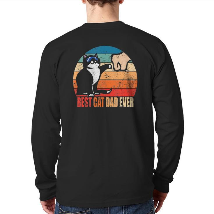 Best Cat Dad Ever Paw Fist Bump Father's Day Tee Back Print Long Sleeve T-shirt