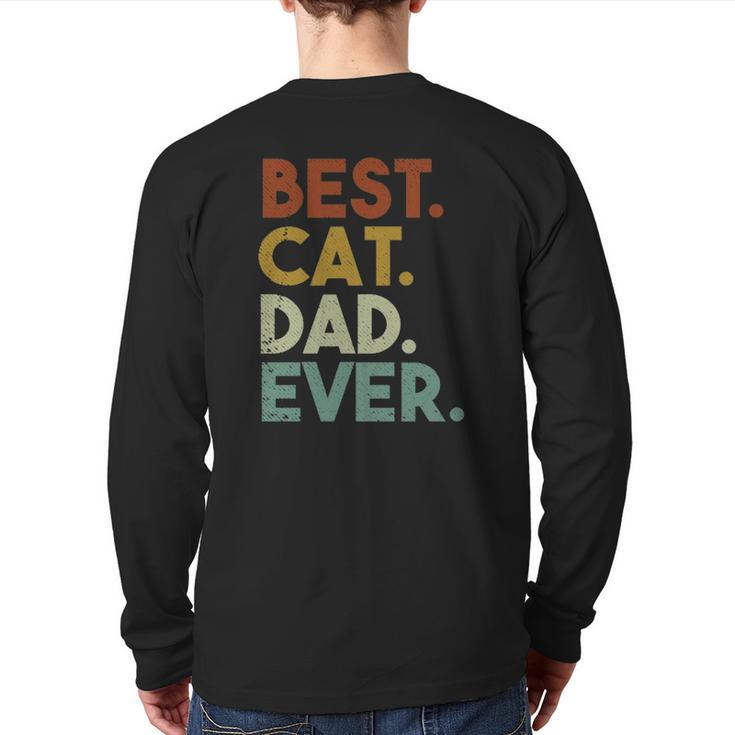 Best Cat Dad Ever Retro Back Print Long Sleeve T-shirt