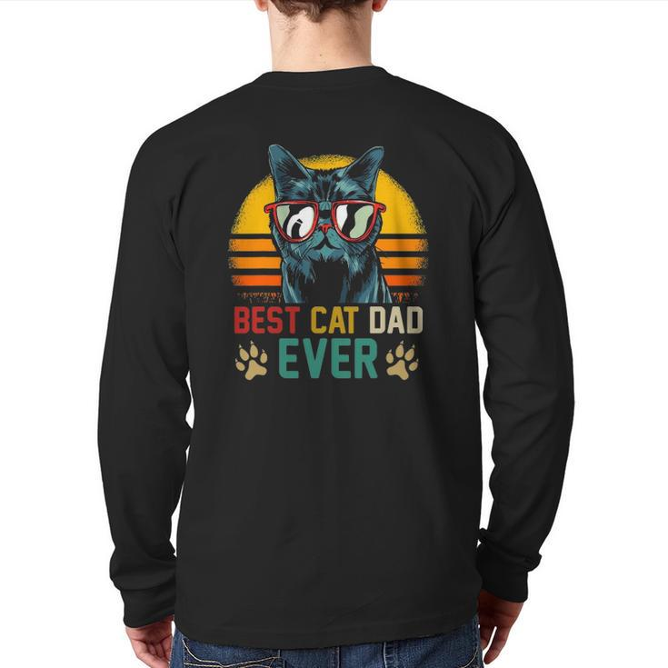 Best Cat Dad Ever Vintage Cat Daddy Fathers Day Back Print Long Sleeve T-shirt