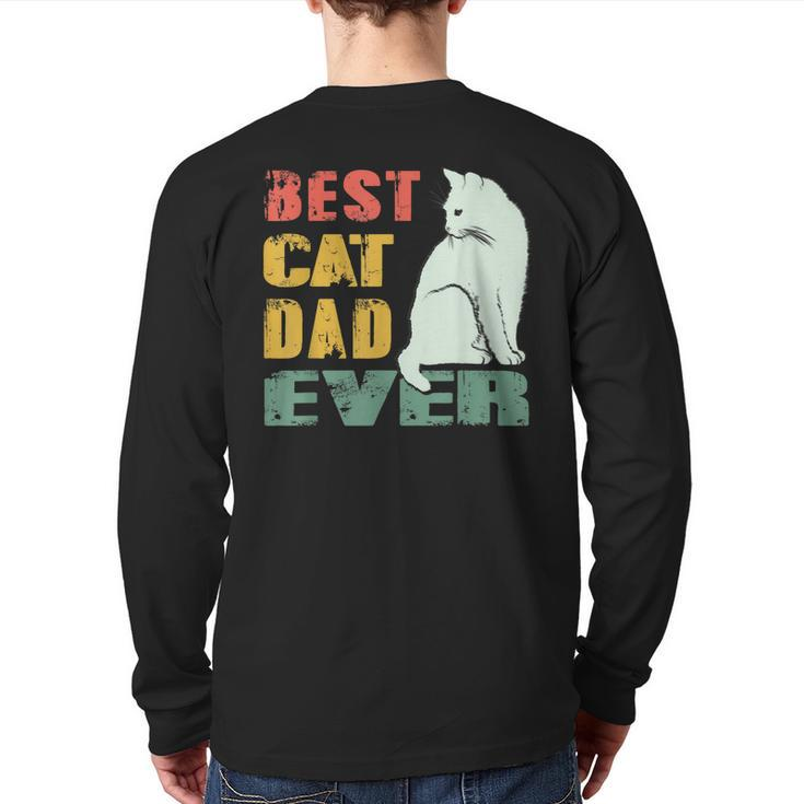 Best Cat Dad Ever Vintage Cat Daddy For Father Day Back Print Long Sleeve T-shirt