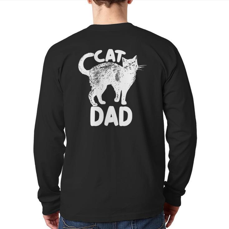 Best Cat Dad Fathers Day Kitty Daddy Papa Christmas Back Print Long Sleeve T-shirt