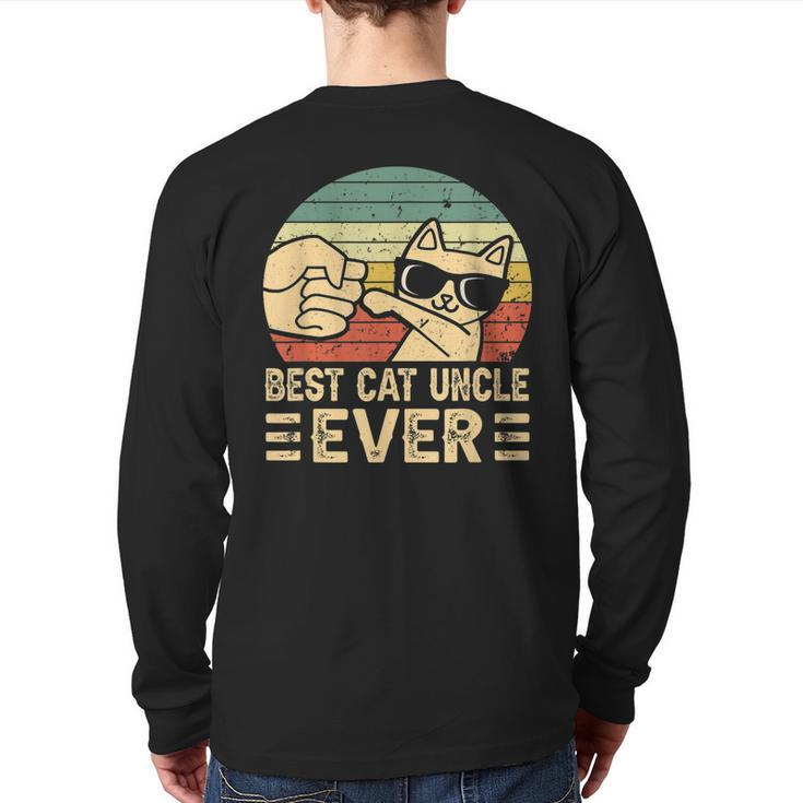 Best Cat Uncle Ever Bump Fit Father's Day Daddy Dad Back Print Long Sleeve T-shirt