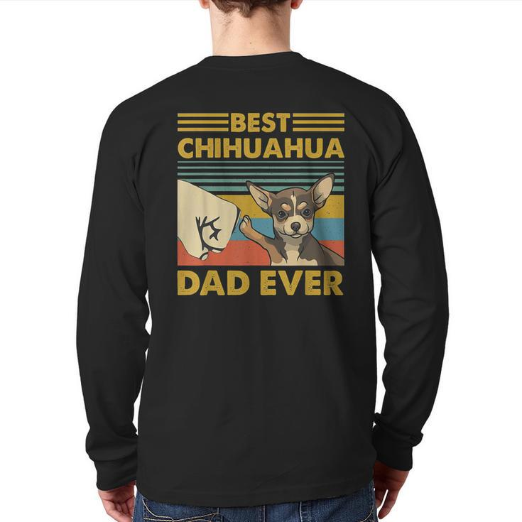 Best Chihuahua Dad Ever Retro Vintage Sunset Back Print Long Sleeve T-shirt
