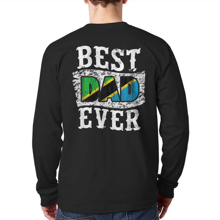 Best Dad Ever Father's Day Tanzania Flag Back Print Long Sleeve T-shirt