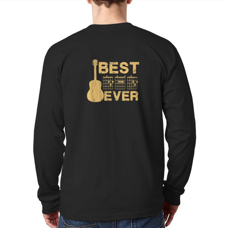 Best Dad Ever Guitar Chord Musician Guitarist Father's Day Back Print Long Sleeve T-shirt