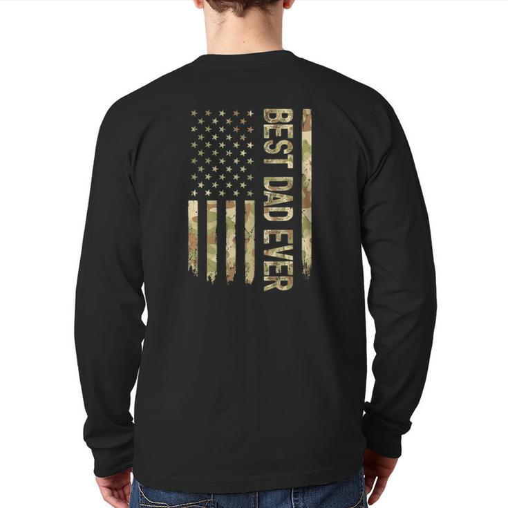Best Dad Ever Us American Flag Camo Father's Day Back Print Long Sleeve T-shirt