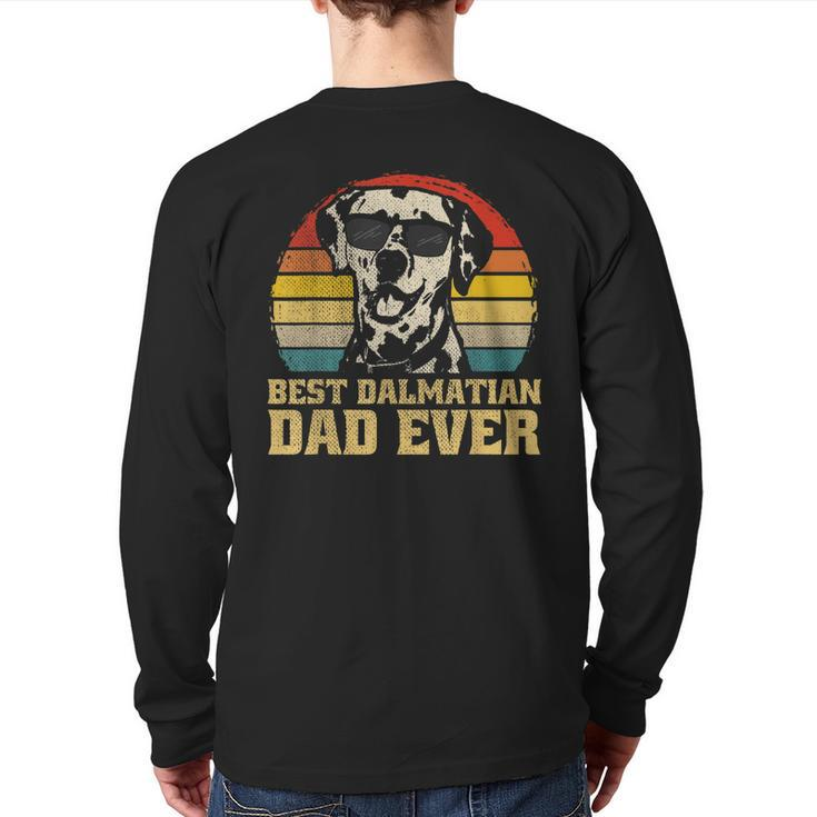 Best Dalmatian Dog Dad Father Papa Puppy Retro Back Print Long Sleeve T-shirt